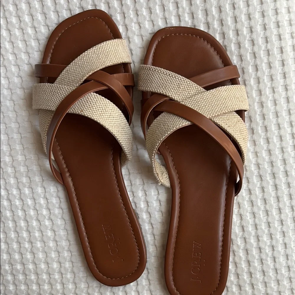 J. Crew Brown and Cream Minimalist Sandals - Picture 6 of 6